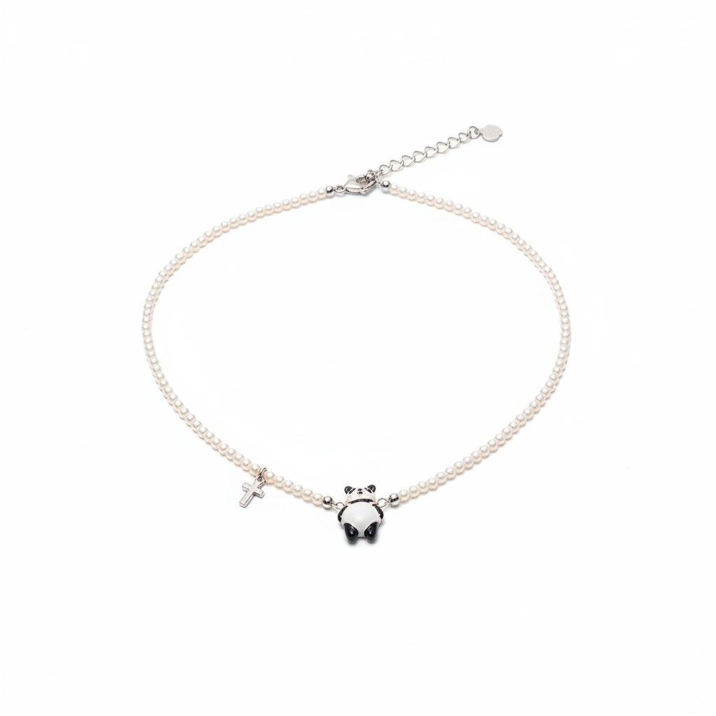 MUKTANK×SUN HUNTER Full Faux Pearl Necklace with Suspender Panda
