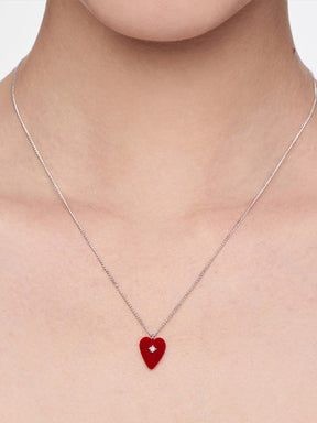 MUKTANK×SUN HUNTER Double-Layered Velvet Heart Flower Necklace