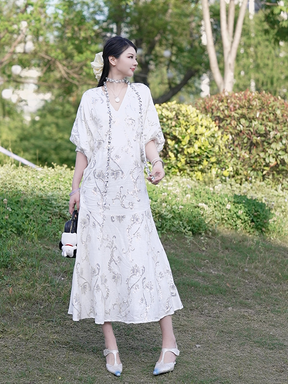 MUKZIN "Ode to the New Summer" Handmade Sequin Relaxed-fit Dress