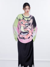 MUKZIN  Spring Prelude"Good Luck with the Snake" Floral Silhouette Long-sleeved Knitted Sweater