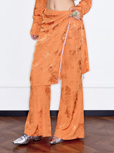 MUKZIN“Capsule Collection”Caramel /Light Blue Jacquard Fake Two-Piece Wide-Leg Pants