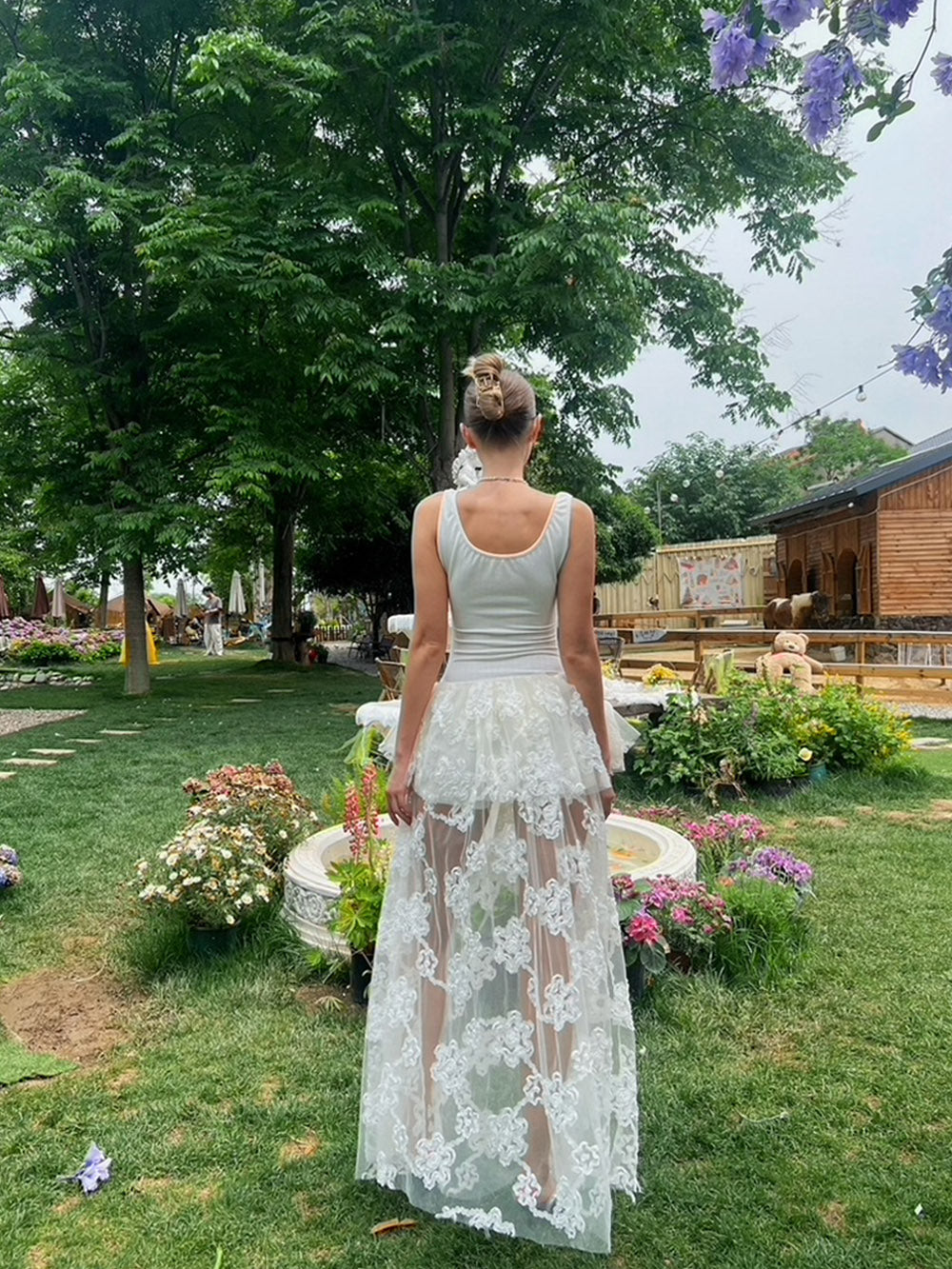 MUKTANK×Jqwention White lace dress