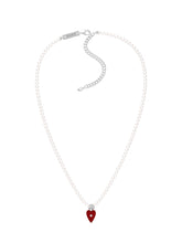MUKTANK×SUN HUNTER Small-Sized Velvet Heart Faux Pearl Necklace