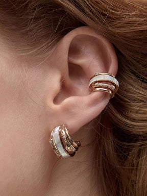 MUKTANK×SUN HUNTER Mother-of-Pearl Iris Four-Ring Ear Cuff