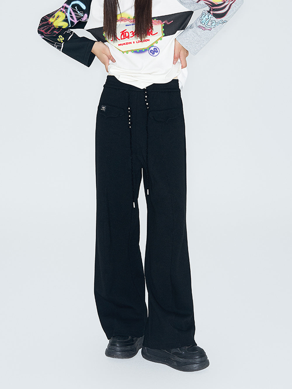 MUKZIN Linglong "Moon God" New Chinese-style Knit Straight Trousers