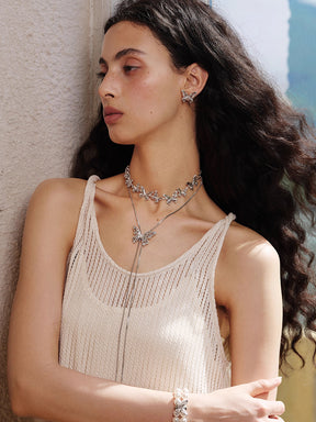 MUKTANK×SUN HUNTER “Emergence”Lace Butterfly Pull - Out Necklace
