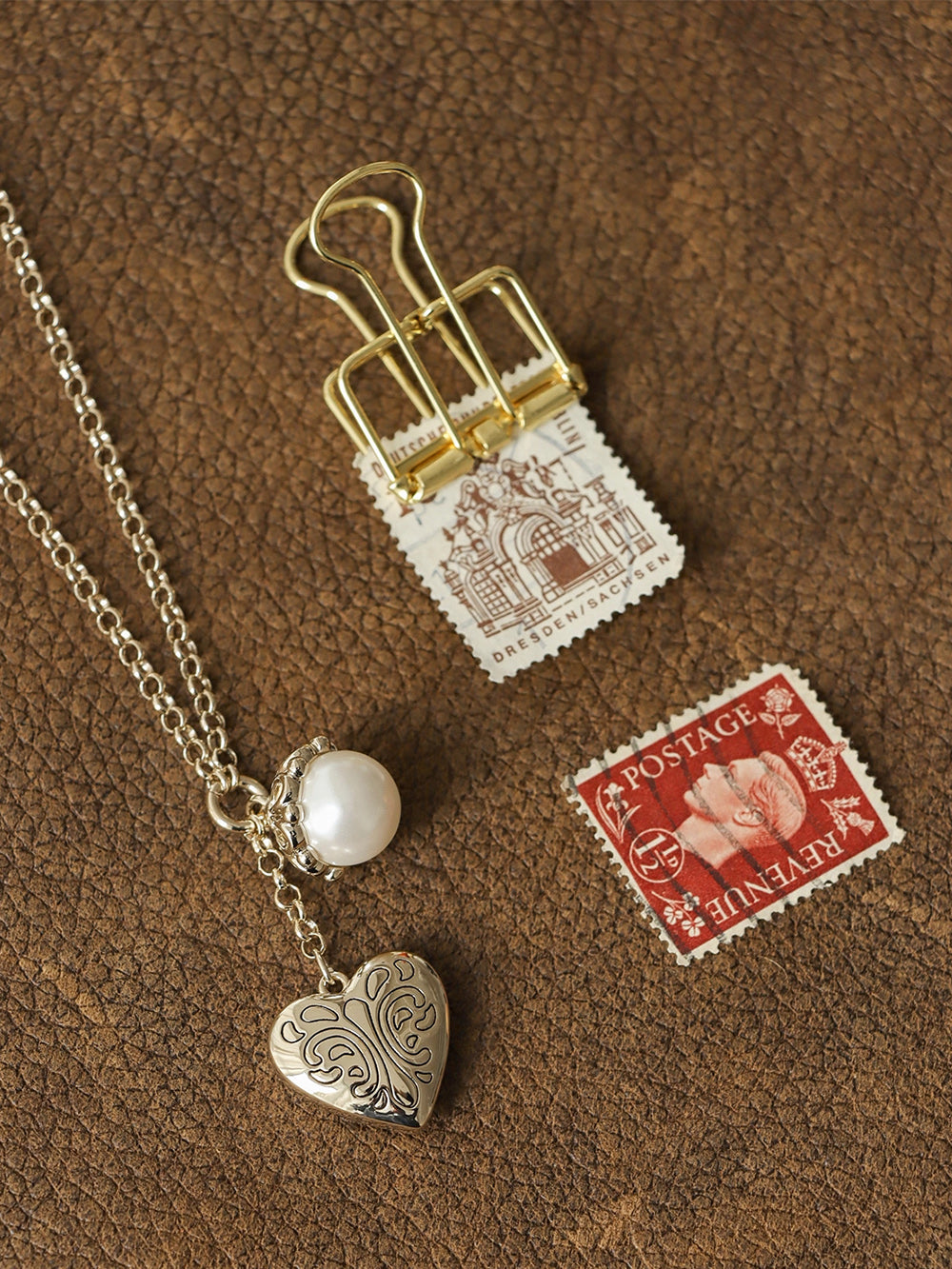 MUKTANK×SUN HUNTER Carved Heart Pearl Necklace