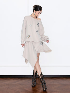 MUKZIN“Capsule Collection”Asymmetrical Ruffle Hem Skirt