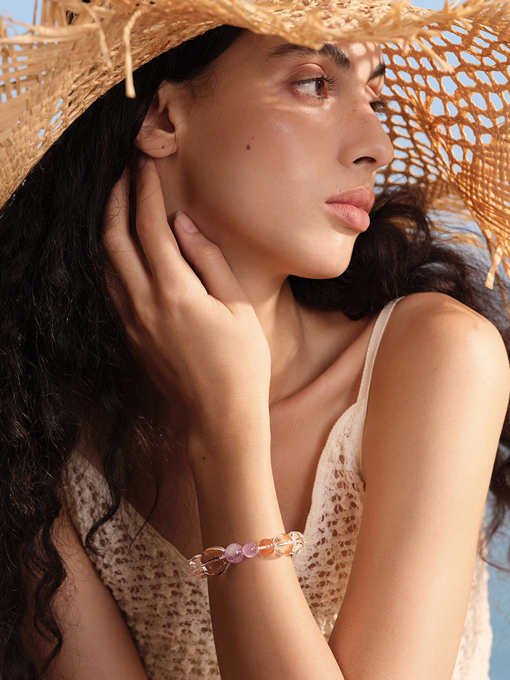 MUKTANK×SUN HUNTER“Fleeting Light”Brilliant Amethyst Hair Crystal Bracelet