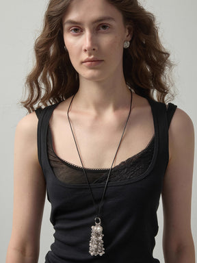 MUKTANK×SUN HUNTER Pearl Cluster Faux Pearl Adjustable Slider Necklace