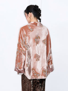 MUKZIN“Capsule Collection”Light Luxury Beaded Velvet Loose Fit Coat