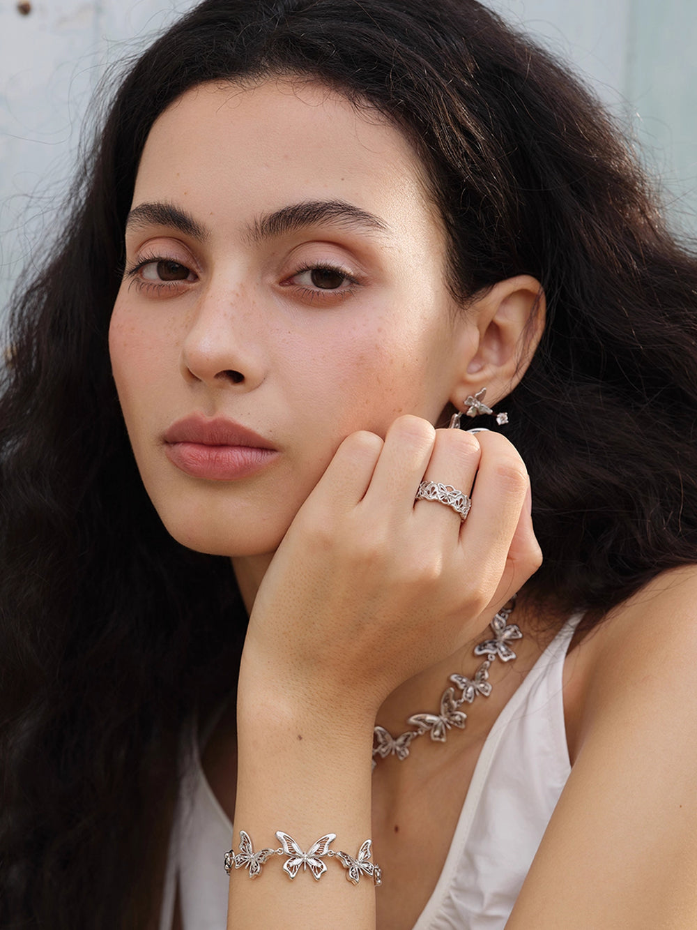 MUKTANK×SUN HUNTER “Emergence”Narrow Band Full-Circle Lace Butterfly Ring