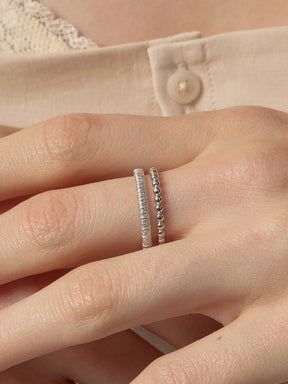 MUKTANK×SUN HUNTER Brushed Double-Layer Ring - S925 Silver