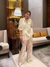 MUKZIN“Capsule Collection”Jacquard Tulle Sheer Wide-Leg Pants