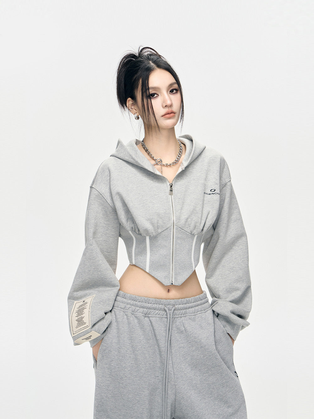 MUKTANK × ARDENCODE Women's Long - sleeved Sports Hooded Sweatshirt Coat