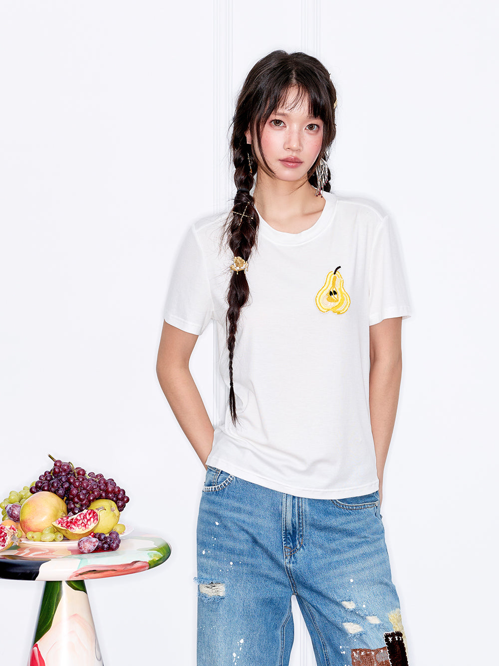 MUKZIN“Capsule Collection”Cotton Casual Versatile Short-Sleeve T-Shirt with 3D Fruit Pattern