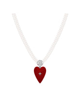 MUKTANK×SUN HUNTER Large-Sized Velvet Heart Faux Pearl Necklace