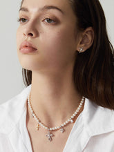 MUKTANK×SUN HUNTER Ornate lace cross pearl chain