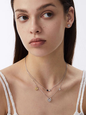 MUKTANK×SUN HUNTERTwo-tone lace heart lock necklace