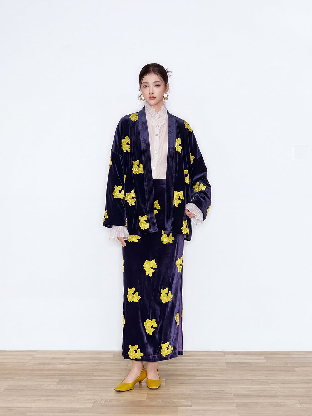 MUKZIN×Flourishing New Chinese-Style Vintage Silk Velvet Skirt Set