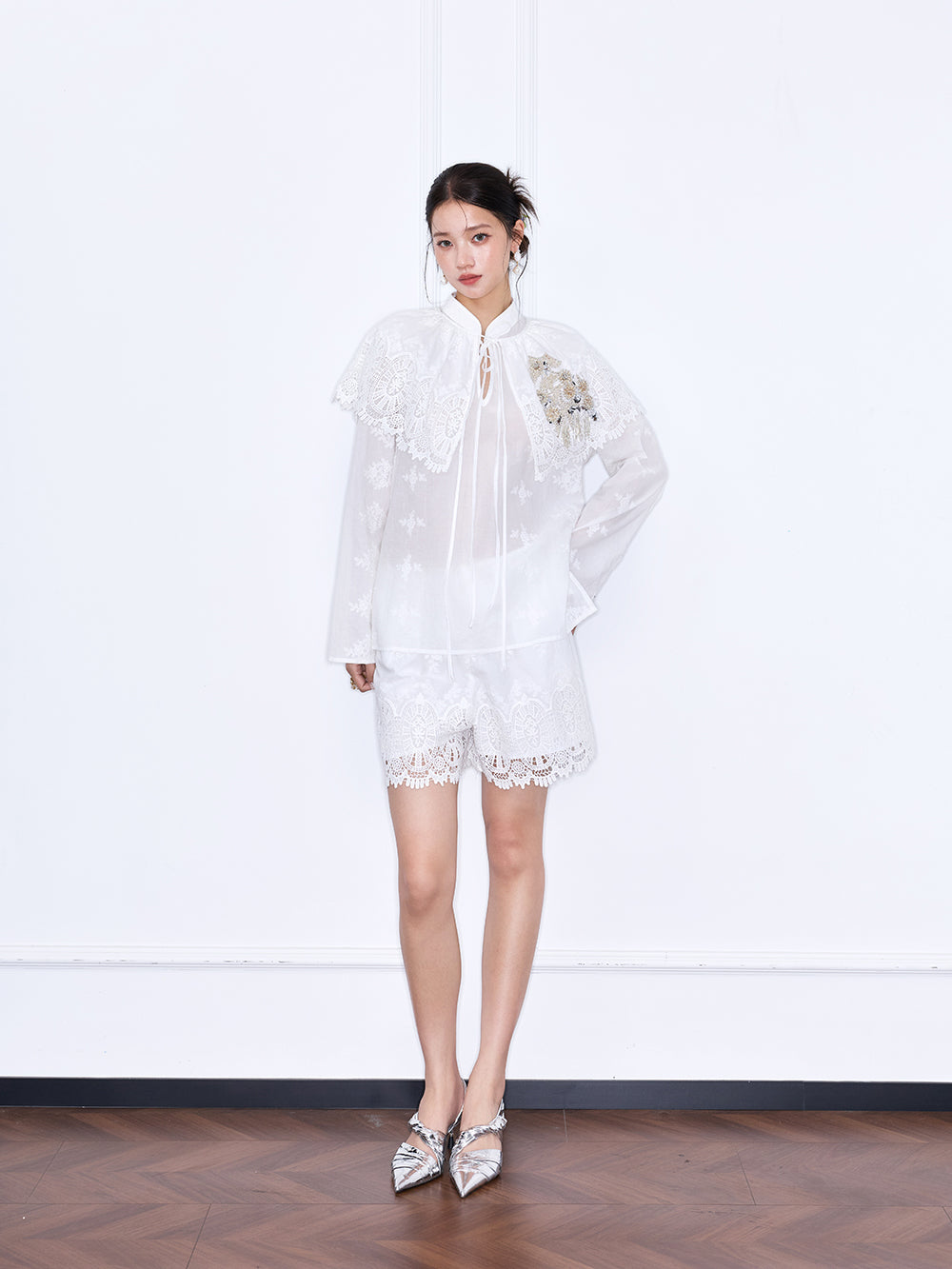 MUKZIN×Capsule Collection New Chinese-style embroidered loose lace shirt