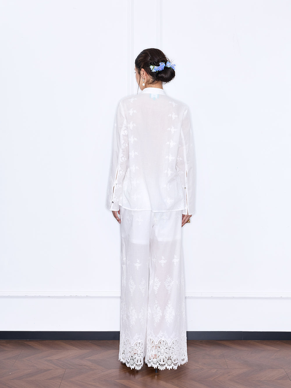 MUKZIN×Capsule Collection New Chinese-style embroidered loose lace shirt
