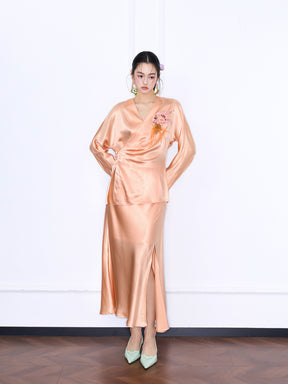 MUKZIN "Capsule Collection" Versatile Slit Mermaid Silky Maxi Dress in New Chinese Style