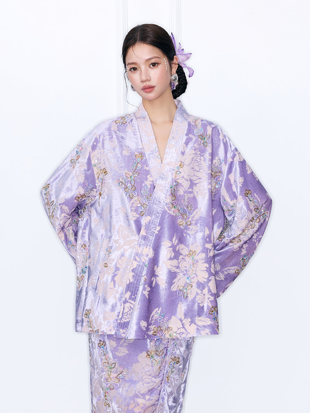 MUKZIN“Night Ballad of Chang'an”New Chinese Style Velvet Jacquard Kimono Cardigan for Women - Loose Wrap Front