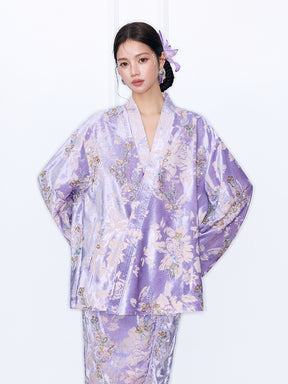 MUKZIN“Night Ballad of Chang'an”New Chinese Style Velvet Jacquard Kimono Cardigan for Women - Loose Wrap Front