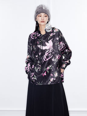 MUKZIN  Linglong  "Fengqi" Loose Stand-up Collar Long-sleeved Shirt