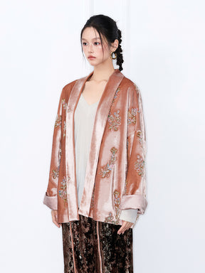 MUKZIN“Capsule Collection”Light Luxury Beaded Velvet Loose Fit Coat