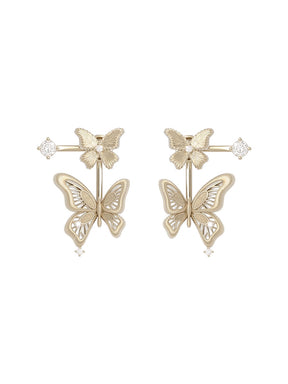 MUKTANK×SUN HUNTER “Emergence”Lace Butterfly Earrings with Upper and Lower Parts
