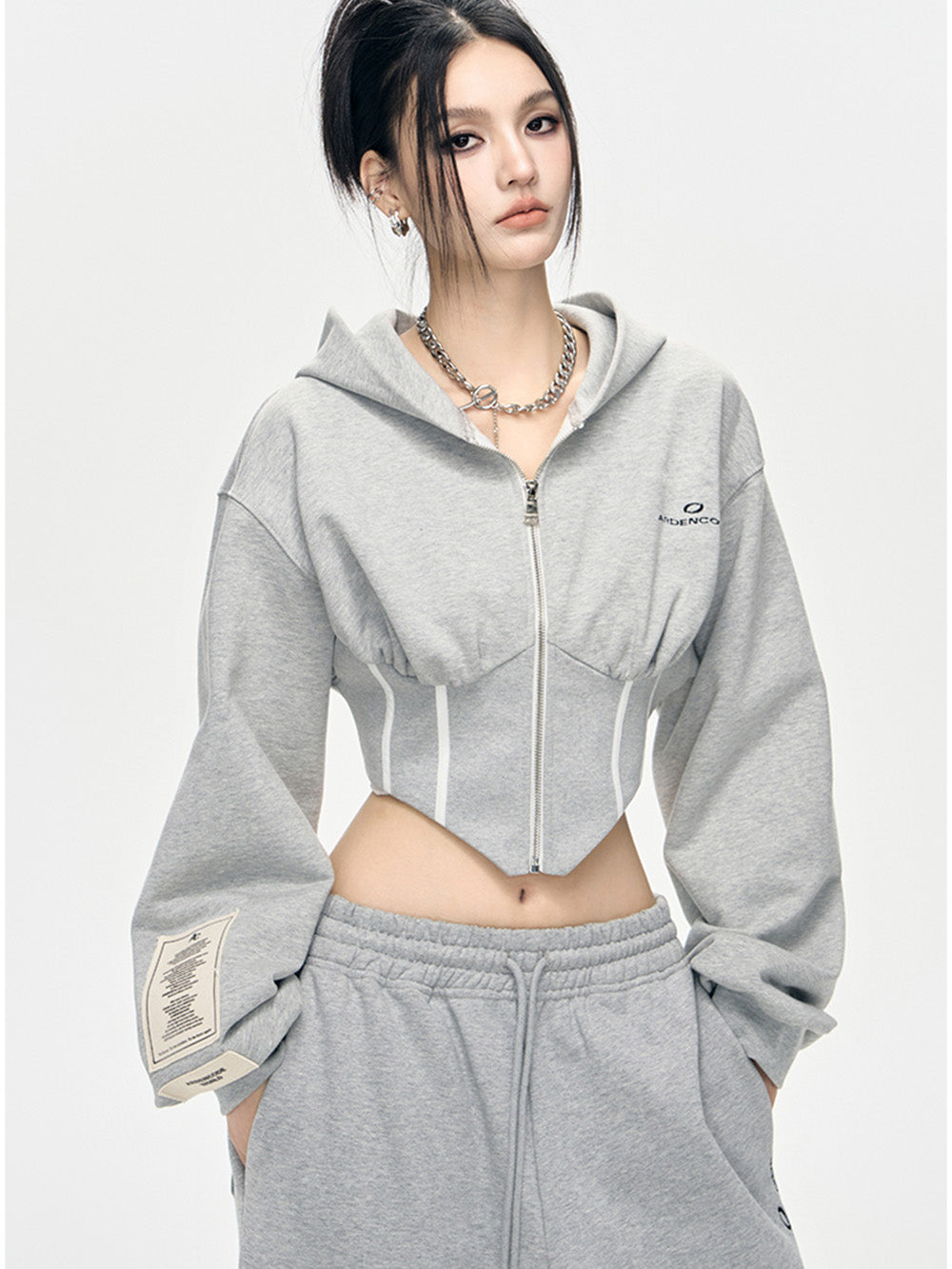 MUKTANK × ARDENCODE Women's Long - sleeved Sports Hooded Sweatshirt Coat