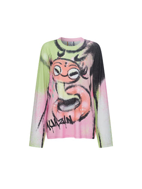 MUKZIN  Spring Prelude"Good Luck with the Snake" Floral Silhouette Long-sleeved Knitted Sweater