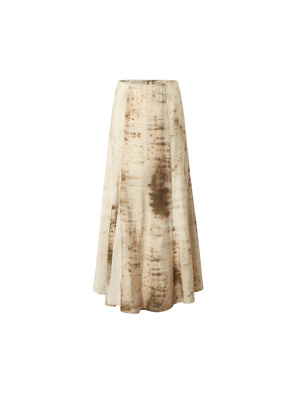 MUKTANK×LOUMUTAKU Top and Midi Skirt of Khaki Tie-dye Suit