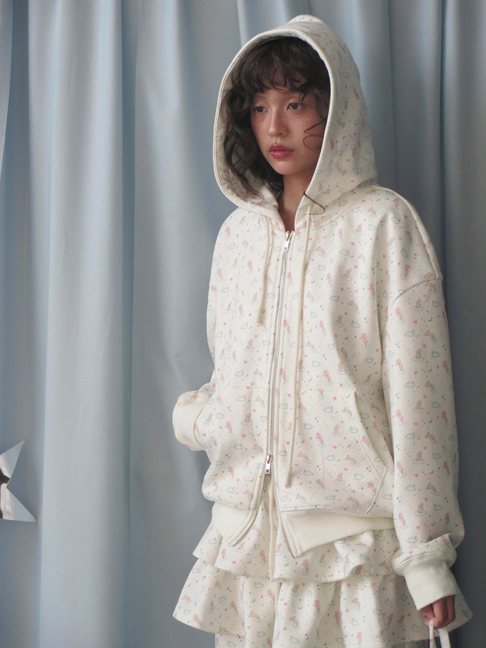 MUKTANK×LOUMUTAKU All-over Print Angel Bunny Coat