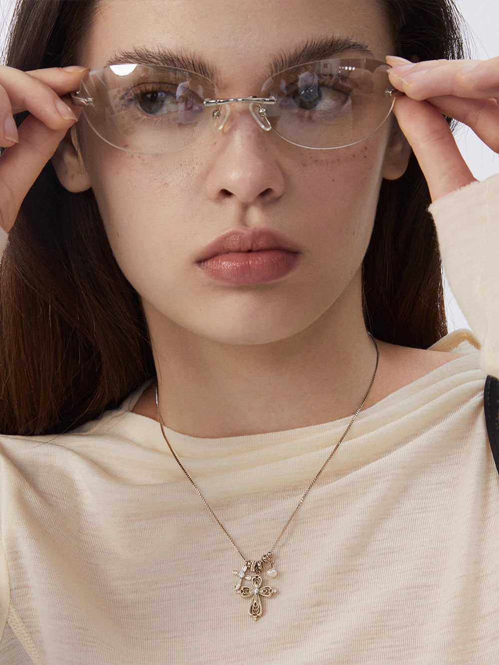 MUKTANK×SUN HUNTER Multi-pendant cross necklace