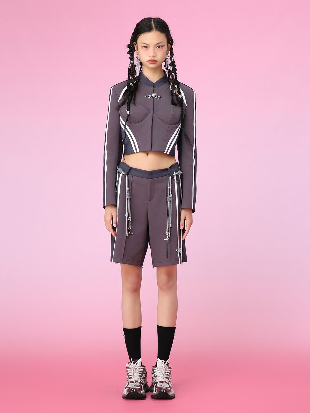 MUKZIN Crop Patchwork Sport Top