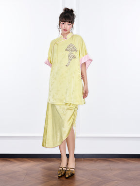 MUKZIN "Ode to the New Summer"Neo - Chinese Style Bamboo - Jacquard Half - Skirt