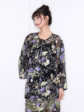 Mukzin“Capsule Collection”Neo - Chinese Style Purple "Ninefold Purple" Sequin Top