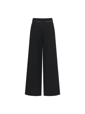 MUKZIN Hand-Woven Belted Wide-leg Suit Pants