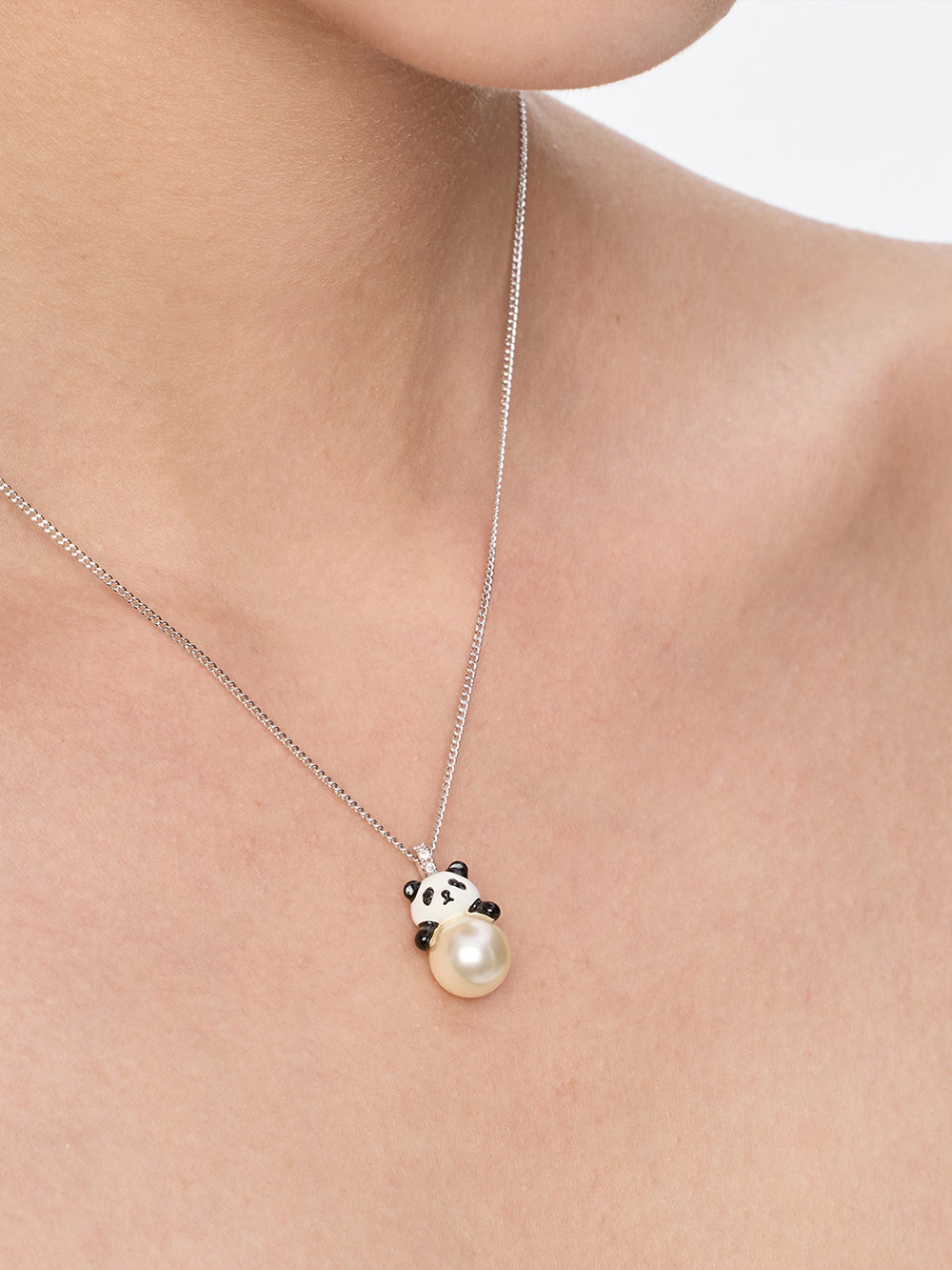 MUKTANK×SUN HUNTER Faux Pearl Panda Simple Necklace