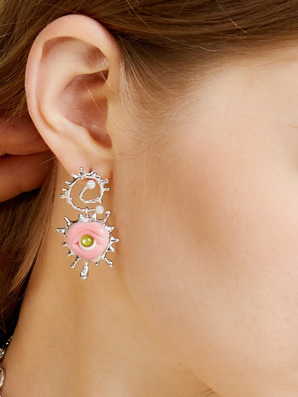 MUKTANK X QUANDO Pink Monster Sterling Silver Earrings