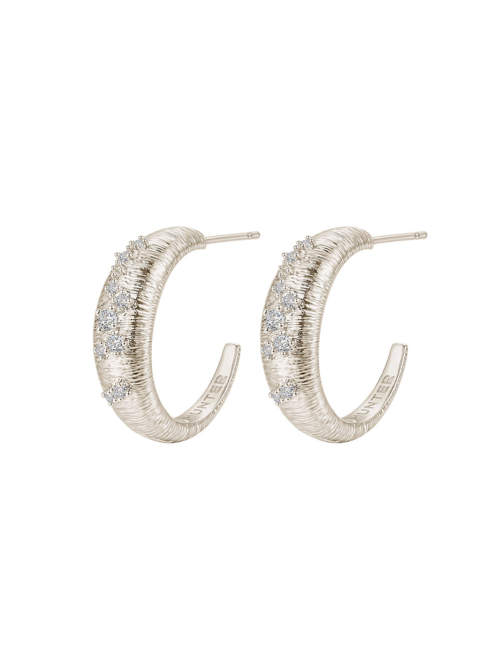 MUKTANK×SUN HUNTER 2mm Diameter C-Hoop Brushed Earrings