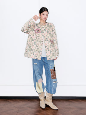MUKZIN“Capsule Collection”Vintage Embroidery Round Neck Loose Jacket