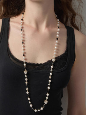 MUKTANK×SUN HUNTER Black and White Faux Pearl Versatile Wear Necklace