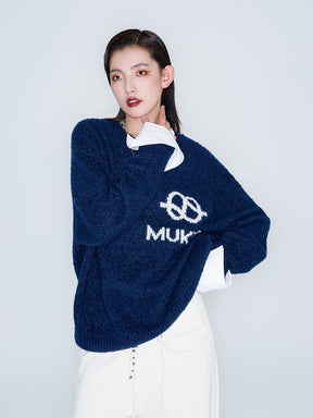 MUKZIN Linglong "Bafang Linglong" detachable Cuffs Crew Neck White Wool Top