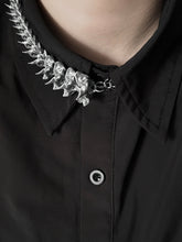 MUKTANK×DARK DREAM 3D printed spiky spinal column pendant necklace with a dual combination of bone flower design (the pendant can be detached and used as earrings