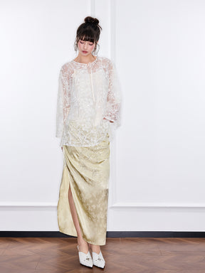 Mukzin "Ode To The New Summer"White Lace Embroidered Loose Top