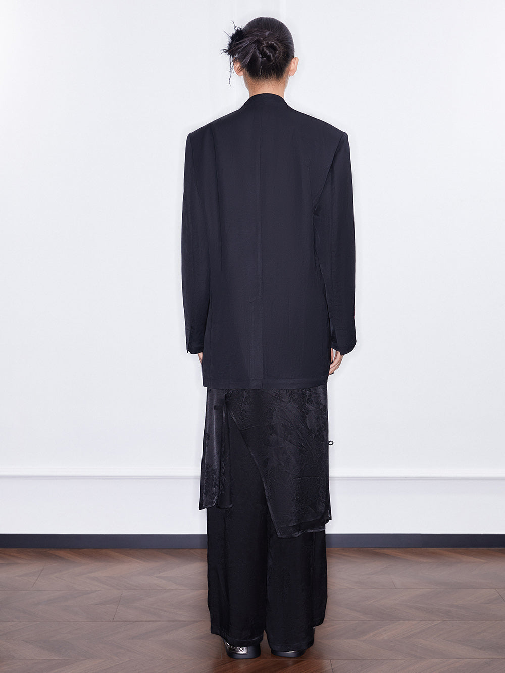 MUKZIN  SpringPrelude "Peacock Feather" New Chinese Style Fake Two-piece Wide Leg Trousers Spring Summer